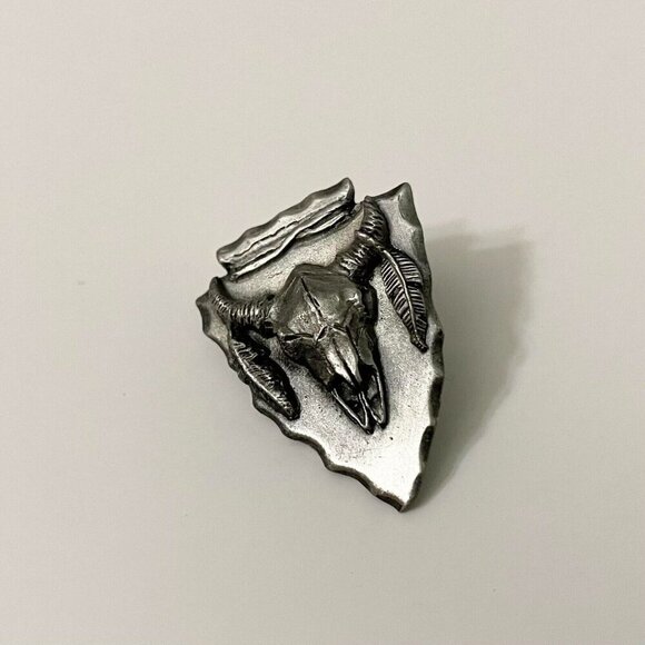 Vintage Bergamot Skull Bull Head Pin - Picture 1 of 9